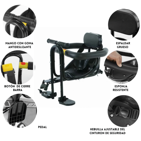 Silla bicicleta delantera de seguridad para niños