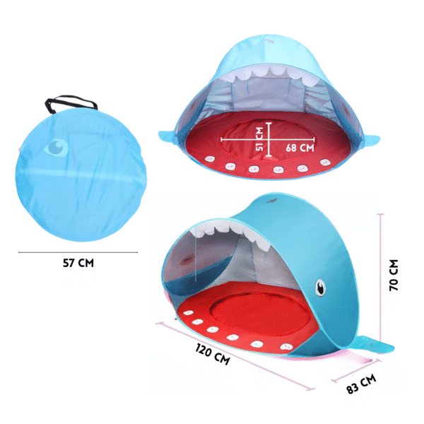 Carpa tiburón con piscina interna