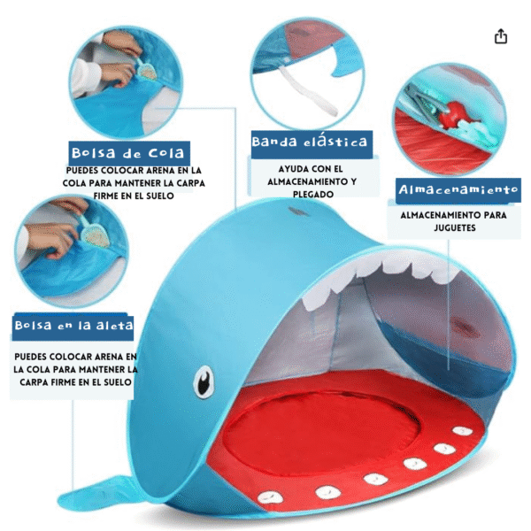 Carpa tiburón con piscina interna