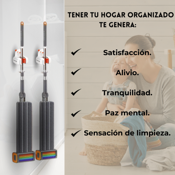 Gancho organizador de escobas trapero paquete x 3 unid