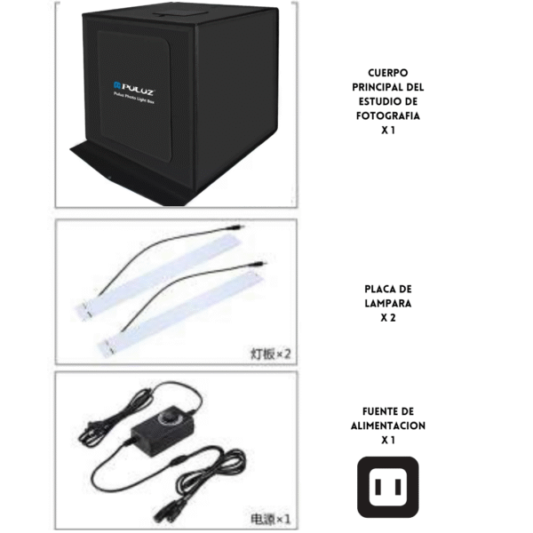 Estudio Fotográfico Portátil con Luz LED y Fondos Intercambiables | Caja de Luz Profesional 40 x 40 cm