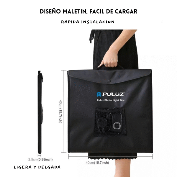 Estudio Fotográfico Portátil con Luz LED y Fondos Intercambiables | Caja de Luz Profesional 40 x 40 cm