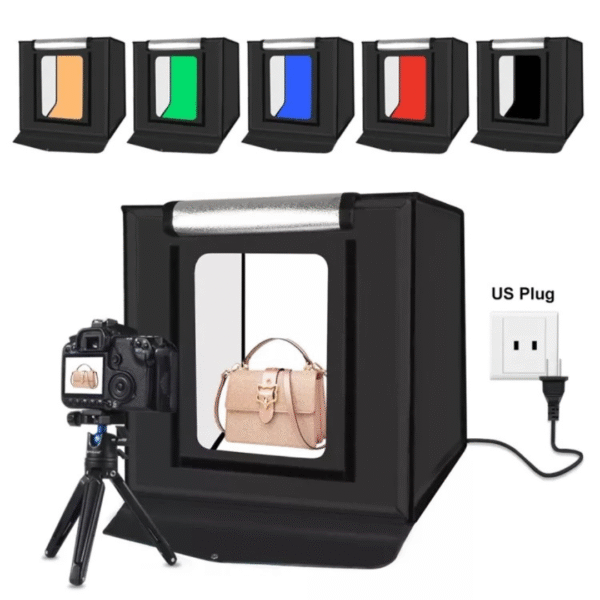 Estudio Fotográfico Portátil con Luz LED y Fondos Intercambiables | Caja de Luz Profesional 40 x 40 cm