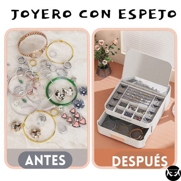 Joyero Organizador con Espejo y Cajón