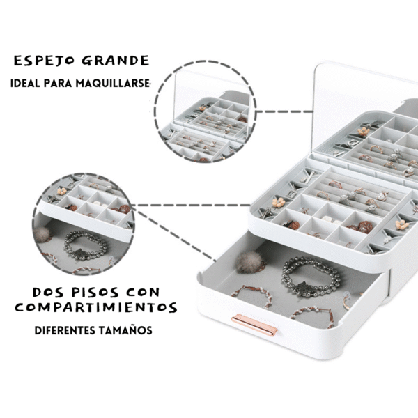 Joyero Organizador con Espejo y Cajón