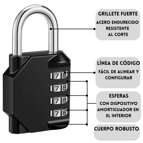 Candado de Seguridad con Clave Numérica – 4 Dígitos Antirrobo y Resistente